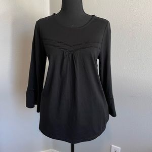 BODEN Bell Sleeved Top, black, Size US 8, like new, necklace not included.